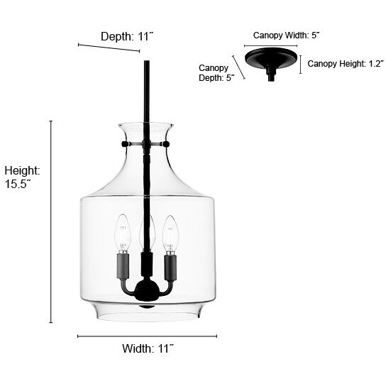 Mahannah 3 Light 11 inch Brushed Nickel Pendant Ceiling Light